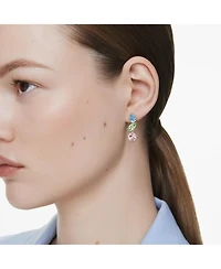 Swarovski Mixed Cuts Multicolored Rhodium Plated Gema Drop Earrings