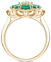 Emerald (1-3/4 ct. t.w.) & Diamond (1/4 Pear Flower Ring 14k Gold (Also Ruby Sapphire)