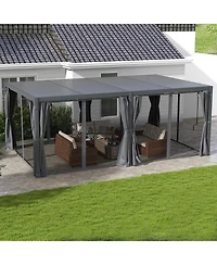 Outsunny 12'x19' Aluminum Pergola with Adjustable Louve Roof, Natural