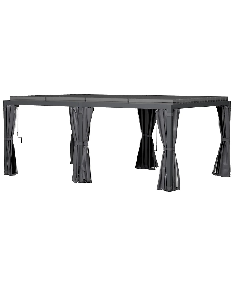 Outsunny 12'x19' Aluminum Pergola with Adjustable Louve Roof, Natural