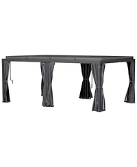 Outsunny 12'x19' Aluminum Pergola with Adjustable Louve Roof, Natural