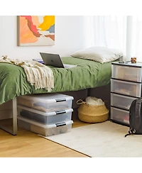 Iris Usa 40 Qt Plastic Under Bed Storage Stackable Nestable Organizer Bin Container with Secure Lids and Durable Black Buckles, Multi-Purpose for Clot