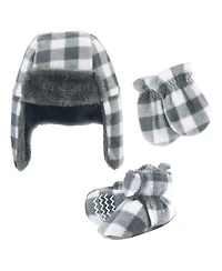 Hudson Baby Boys Unisex 6Pc Trapper Hat, Mitten and Bootie Set