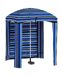 Outsunny Beach Cabana Umbrella with Bag, Windows, Stripe