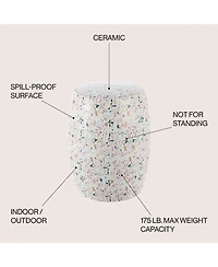 Jonathan Y Chiara 17.5" Terrazzo Ceramic Garden Stool, White/Pink