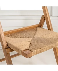 Jonathan Y Kiawah Coastal Modern Wood Woven Seagrass Folding Chair, Natural (Set of 2)