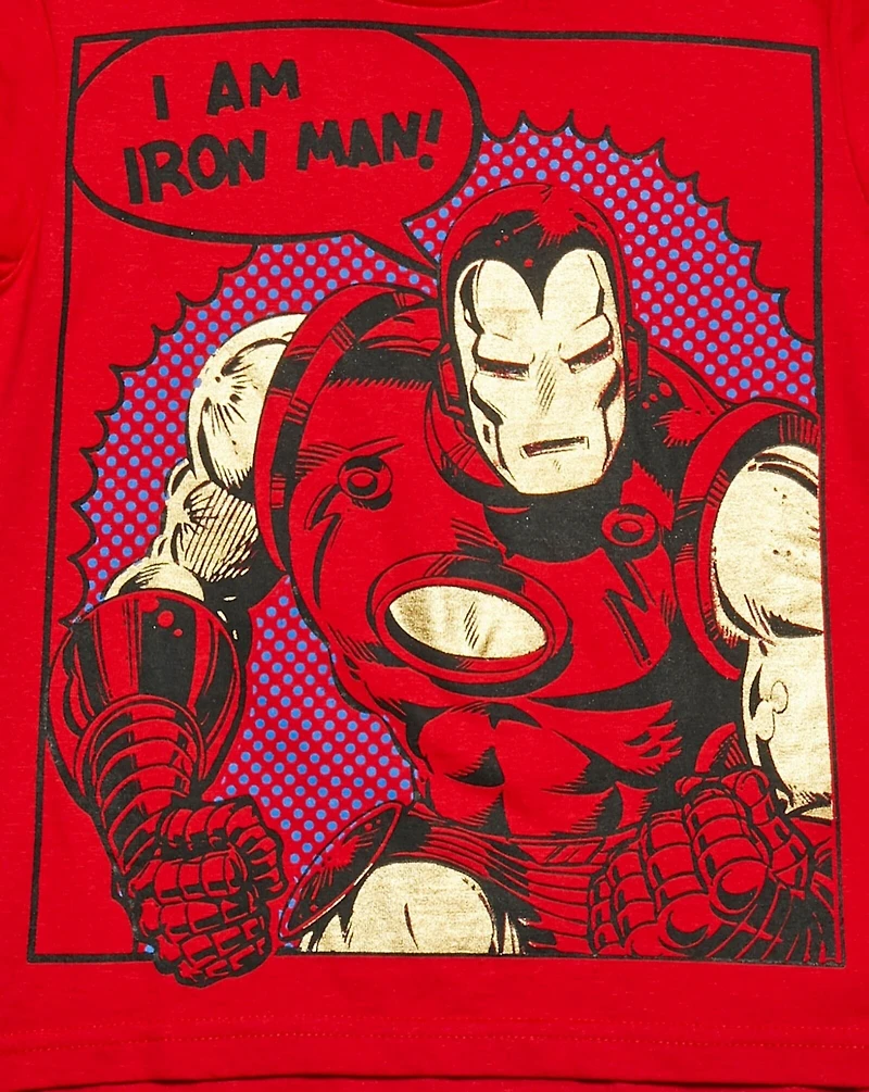 Avengers Little Boys Marvel Captain America Black Panther Iron Man Short Sleeve Graphic T-Shirt