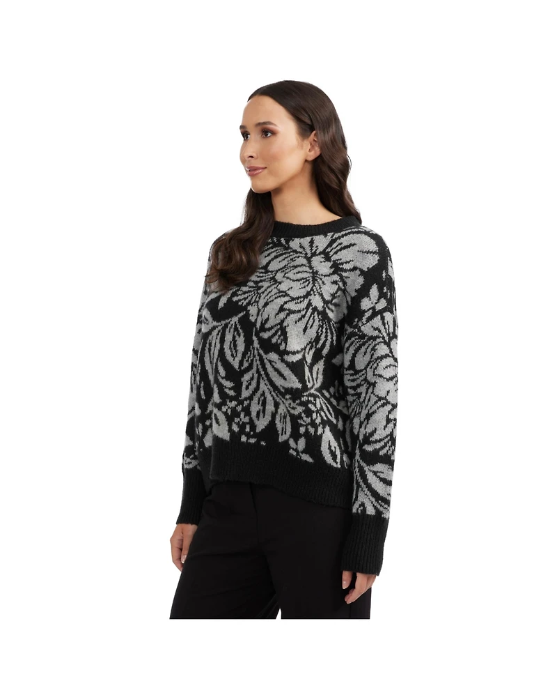 Ellen Tracy Women's Long Sleeve Jacquard Top