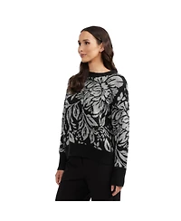 Ellen Tracy Women's Long Sleeve Jacquard Top