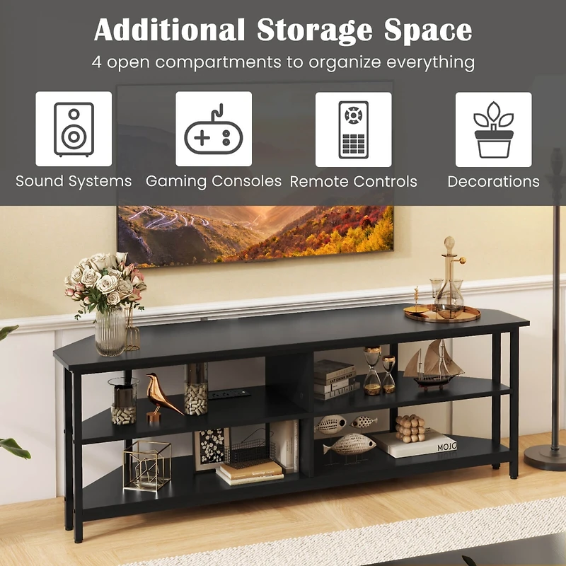 Corner TV Stand for Tvs up to 65" Console Table with Ac Outlets&Usb A Ports