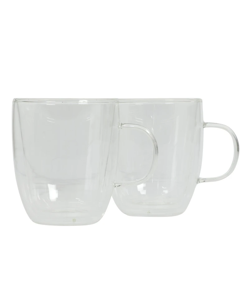 Mr. Coffee Retro Machiato Large 16 Ounce Insulated Double Wall Glass Coffee & Tea Cups, Set of 2