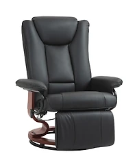 Homcom Swivel Recliner Chair w/ Footrest, Pu Leather Reclining Chair, Black