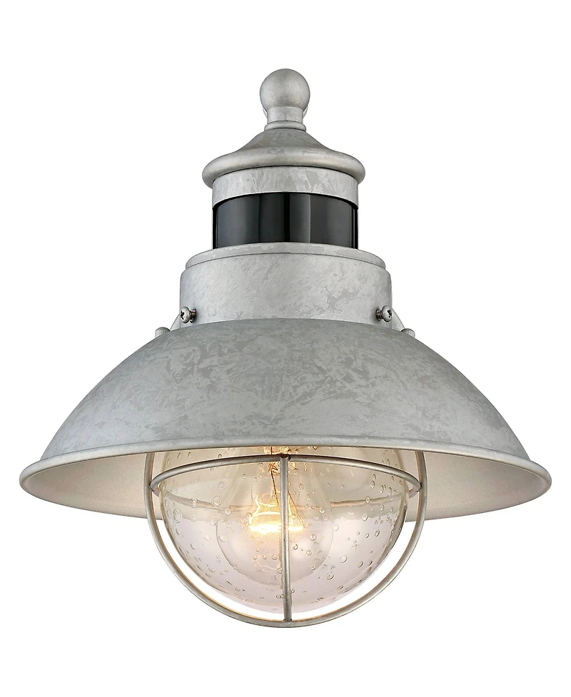 John Timberland Oberlin Rustic Industrial Farmhouse Outdoor Barn Light Fixture Galvanized Dusk to Dawn Motion Sensor 9" Clear Seedy Glass for Ext