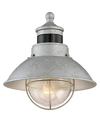 John Timberland Oberlin Rustic Industrial Farmhouse Outdoor Barn Light Fixture Galvanized Dusk to Dawn Motion Sensor 9" Clear Seedy Glass for Ext