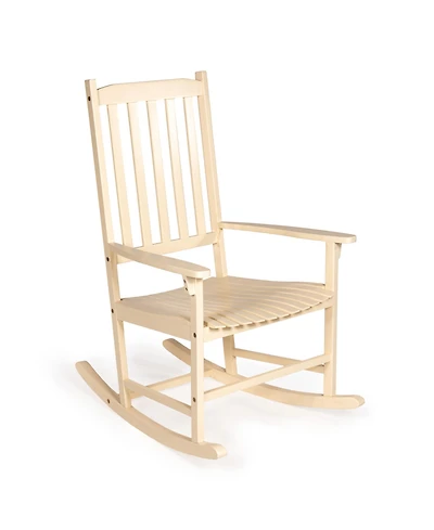 Jonathan Y Seagrove Farmhouse Classic Slat-Back 350-lbs Support Acacia Wood Outdoor Rocking Chair