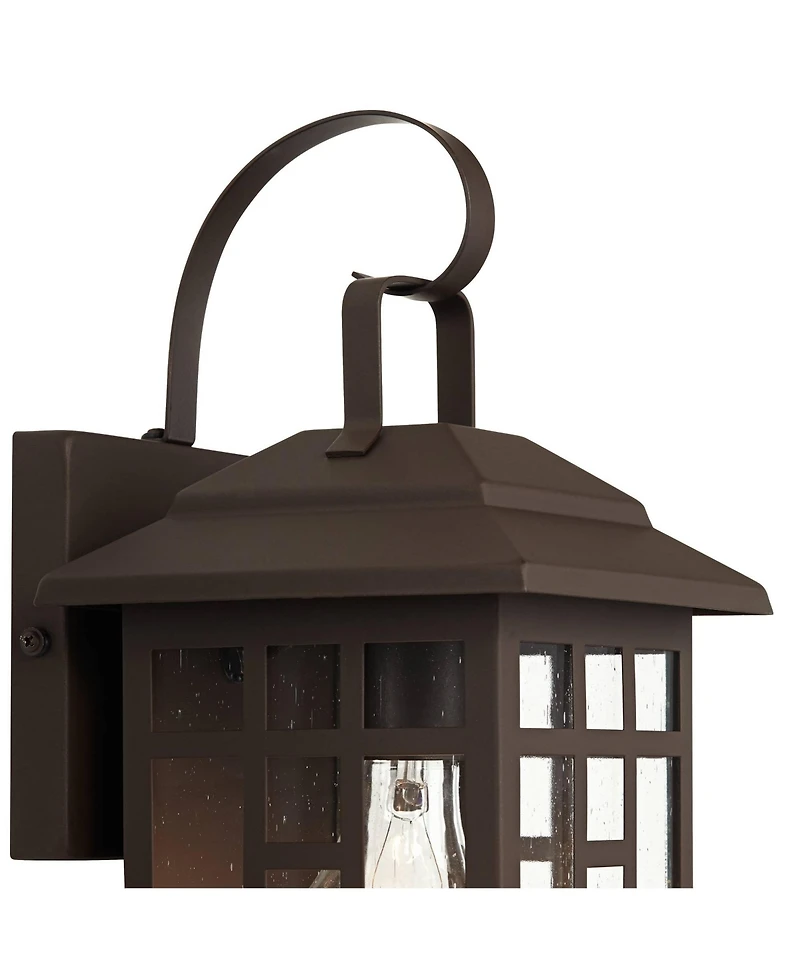 John Timberland Outdoor Wall Lights Set of 2 Fixture Carriage Style Bronze 12 1/2" Clear Glass Lantern Exterior House Porch Patio