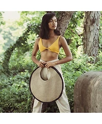 Halo Solo Jute Straw Bag In Black And Natural