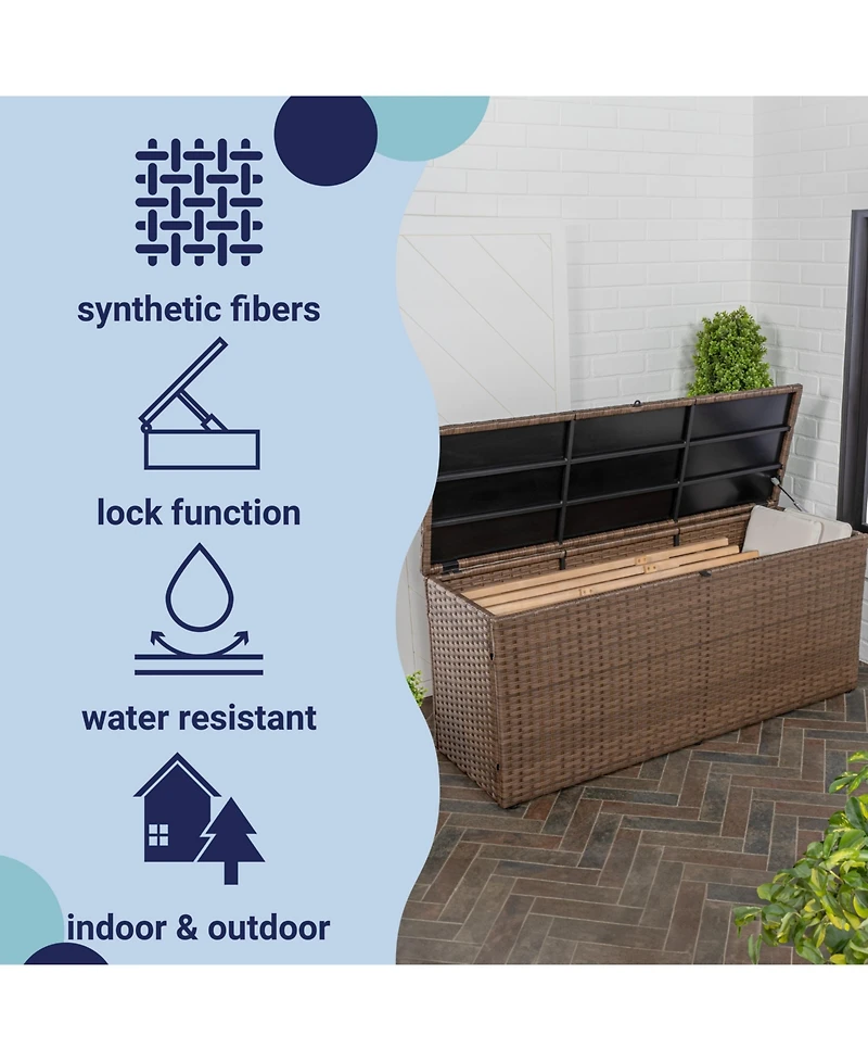 Jonathan Y Nino 59.06" Modern Minimalist Outdoor Faux Wicker Deck and Patio Storage Box, Brown