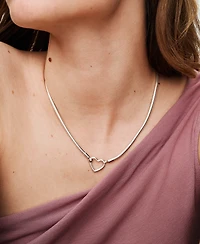 Pandora Sterling Silver Heart Closure Snake Chain Necklace