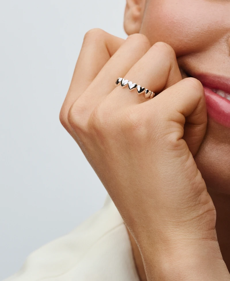 Pandora Sterling Silver Row of Hearts Ring