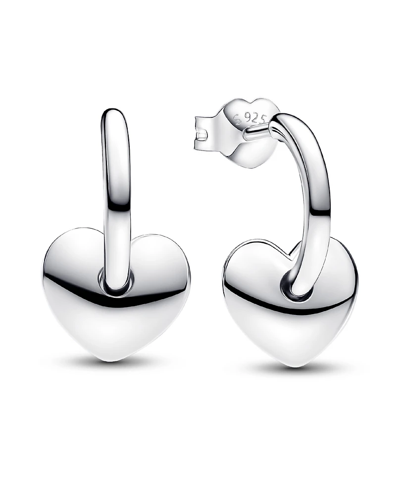 Pandora Sterling Silver Heart Open Hoop Earrings