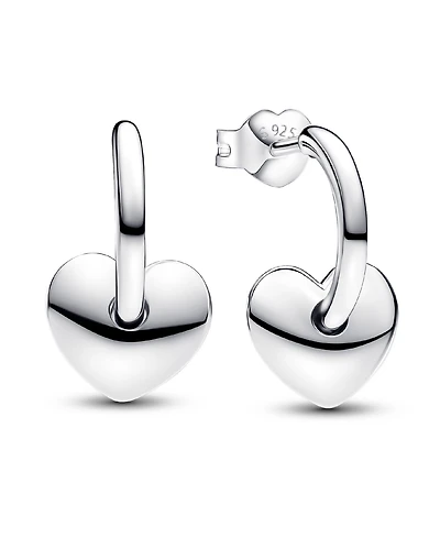 Pandora Sterling Silver Heart Open Hoop Earrings