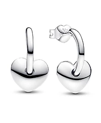 Pandora Sterling Silver Heart Open Hoop Earrings