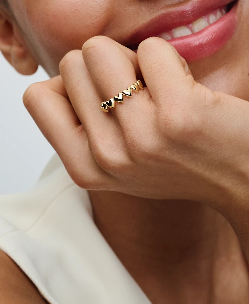 Pandora 14K Gold-Plated Row of Hearts Ring
