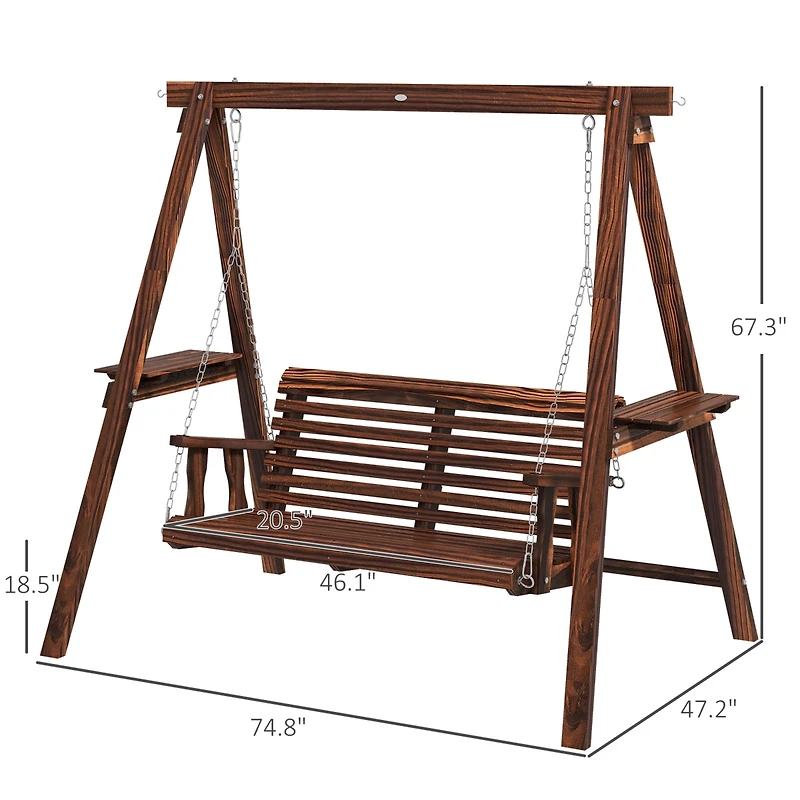 Outsunny 2-Seat Patio Swing Chair, Porch Swing with Sd,