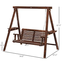 Outsunny 2-Seat Patio Swing Chair, Porch Swing with Sd,