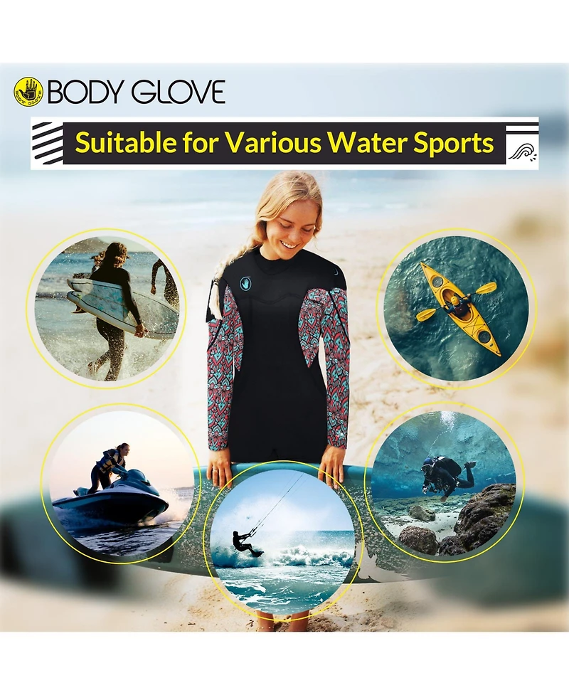 Body Glove Stellar 2mm Womens Back Zip Springsuit Boy Leg - Black Turquoise