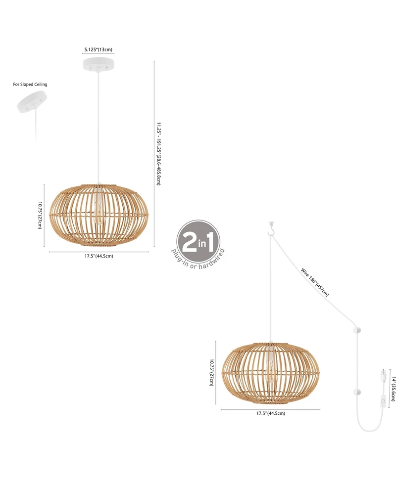 Jonathan Y Leo Farmhouse Coastal Rattan Led Pendant