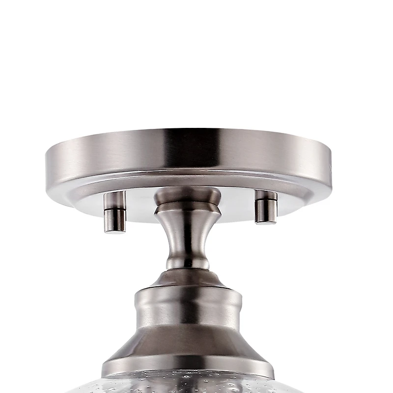 Jonathan Y Marla Bohemian Farmhouse Iron/Seeded Glass Led Semi Flush Mount