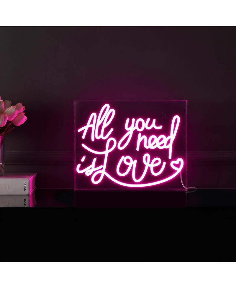 All You Need Is Love Contemporary Glam Acrylic Box Usb Operated Led Neon Light