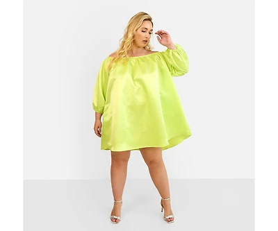 Rebdolls Women's Plus Giulia Off Shoulder Mini Shift Dress