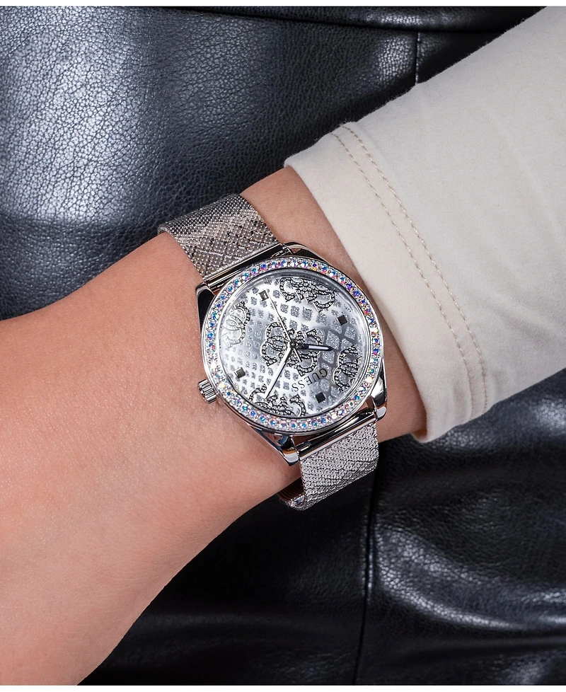 Guess Women's Analog Silver Mesh Watch 32mm