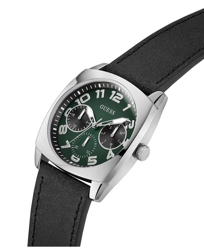 Guess Men's Multi-Function Black Genuine Leather Watch 41mm