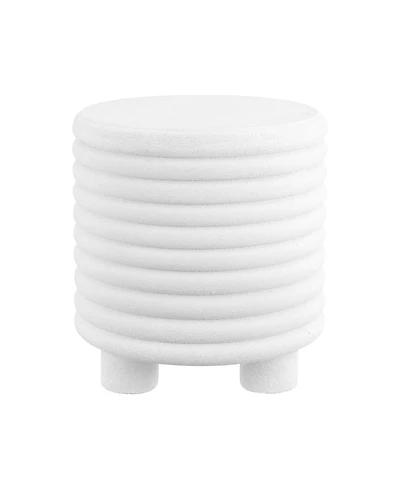 Jonathan Y Evans 18" Minimalist Modern 3-Legged Drum Indoor/Outdoor Accent Table, Gray Frosted