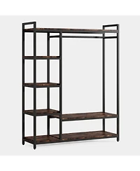 Tribesigns Free-standing Closet Organizer, Heavy Duty Clothes Closet, Portable Garment Rack with 6-tier Shelves and Hanging rod