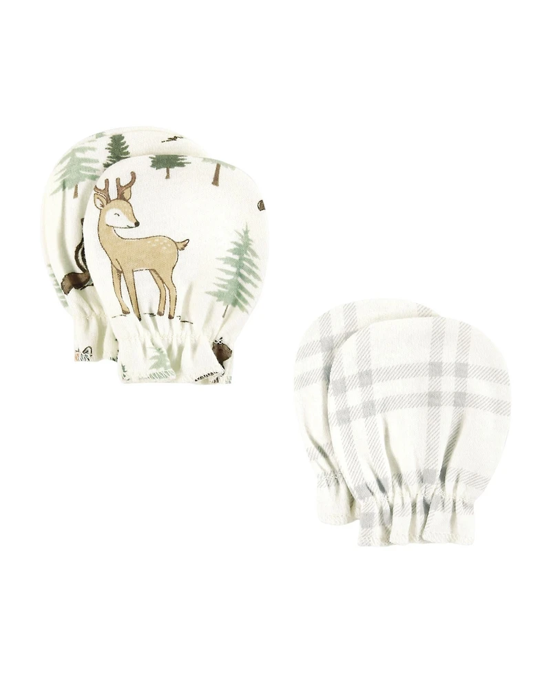 Hudson Baby Baby Boys Hudson Cotton Scratch Mittens, Forest Animals, 0-6 Months