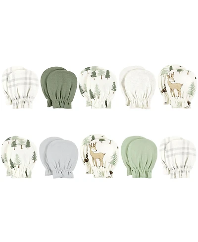 Hudson Baby Baby Boys Hudson Cotton Scratch Mittens, Forest Animals, 0-6 Months