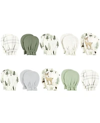 Hudson Baby Baby Boys Hudson Cotton Scratch Mittens, Forest Animals, 0-6 Months