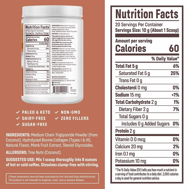 NativePath Keto Coffee Creamer Powder Vanilla Chai