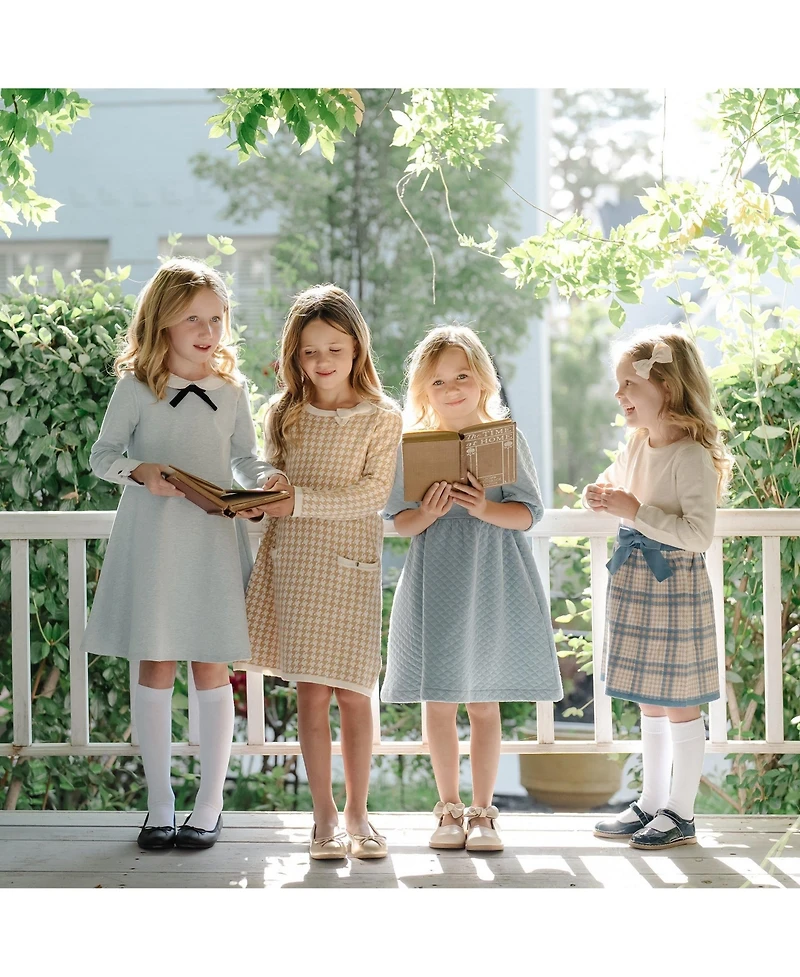 Hope & Henry Girls' Quilted Puff Sleeve Dress