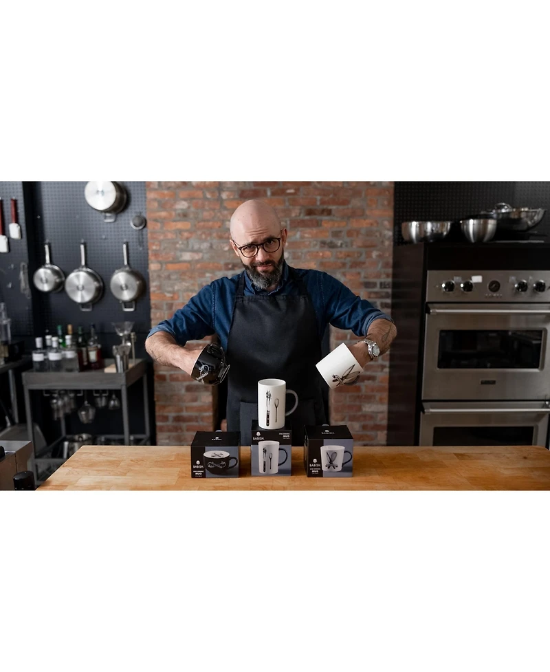 Babish Carving Fork and Whisk Latte Tattoo Mug, 15oz