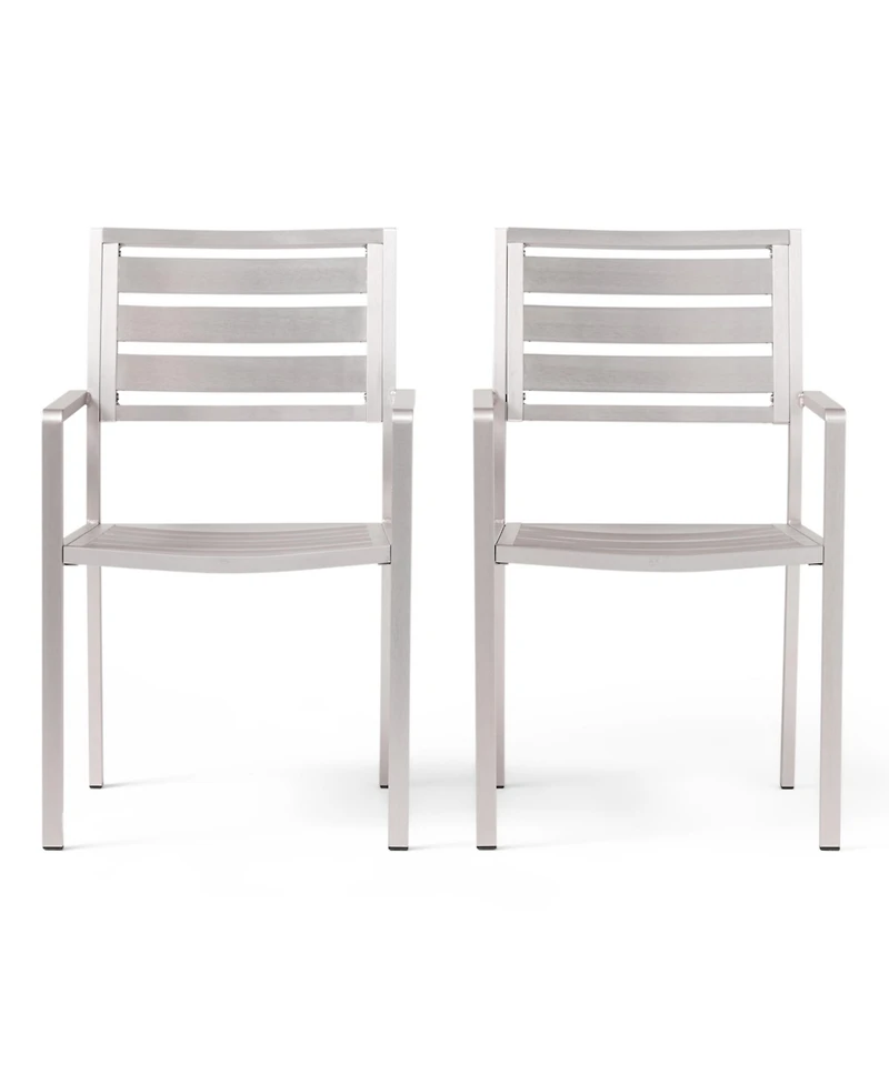 Streamdale Furniture Outdoor Modern Aluminum Dining Chair, Silver