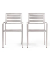 Streamdale Furniture Outdoor Modern Aluminum Dining Chair, Silver