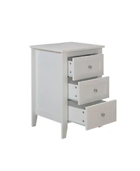 Streamdale Modern White 3-Drawer Nightstand with Usb Charging