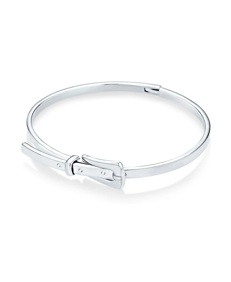 Bling Jewelry Stacking Functional Belt Buckle Bangle Bracelet Yellow Gold Platerd Sterling Silver Adjustable 7-8 Inch