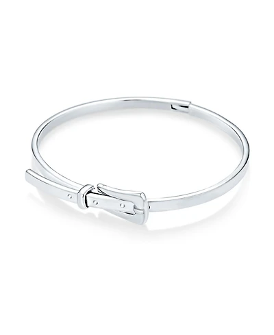 Bling Jewelry Stacking Functional Belt Buckle Bangle Bracelet Yellow Gold Platerd Sterling Silver Adjustable 7-8 Inch